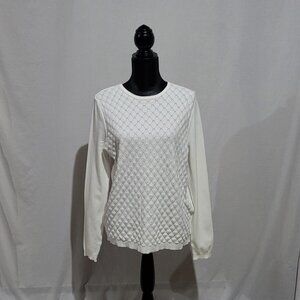 Buffalo David Bitton sweater white pull over preppy long sleeve cottagecore XL